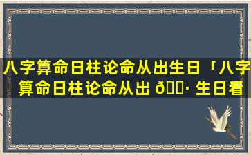 八字算命日柱论命从出生日「八字算命日柱论命从出 🌷 生日看 🦅 一生吉凶下」